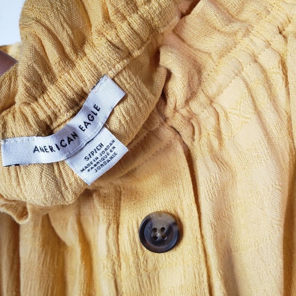 American Eagle Cropped Button Front Tank Top Peasant S Mustard Yellow - Picture 3 of 7